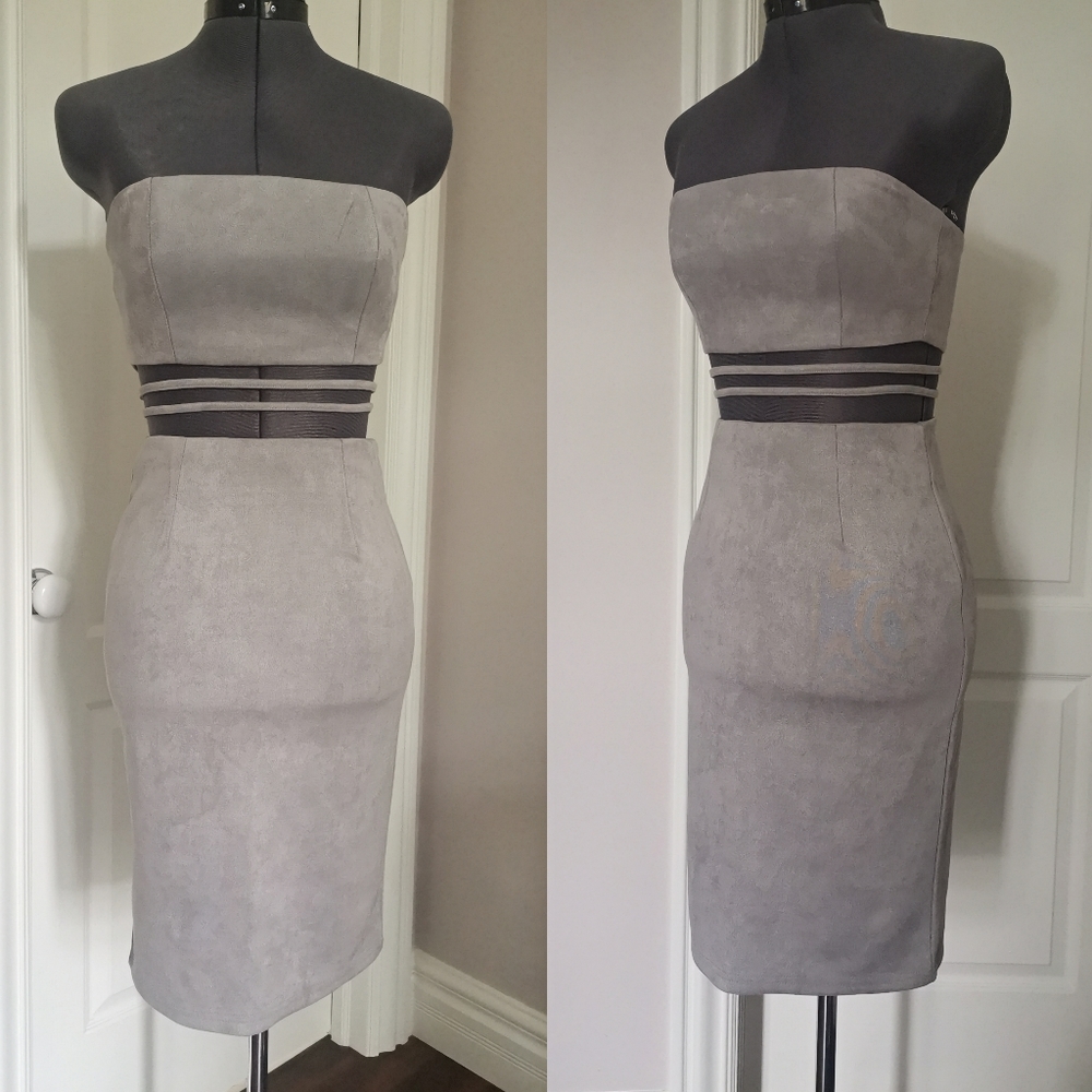 Faux Suede Tube Top & Skirt Set